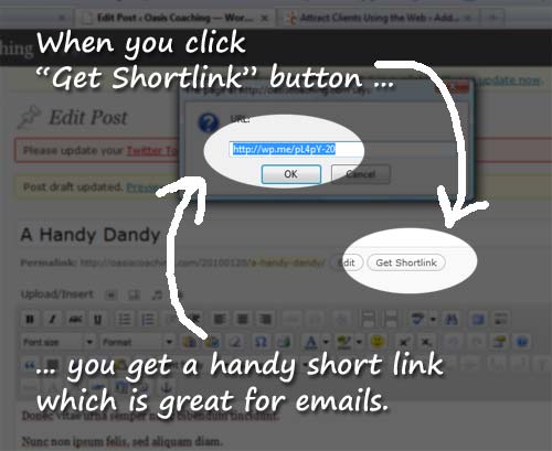 shortlink Shortlink button in WordPress